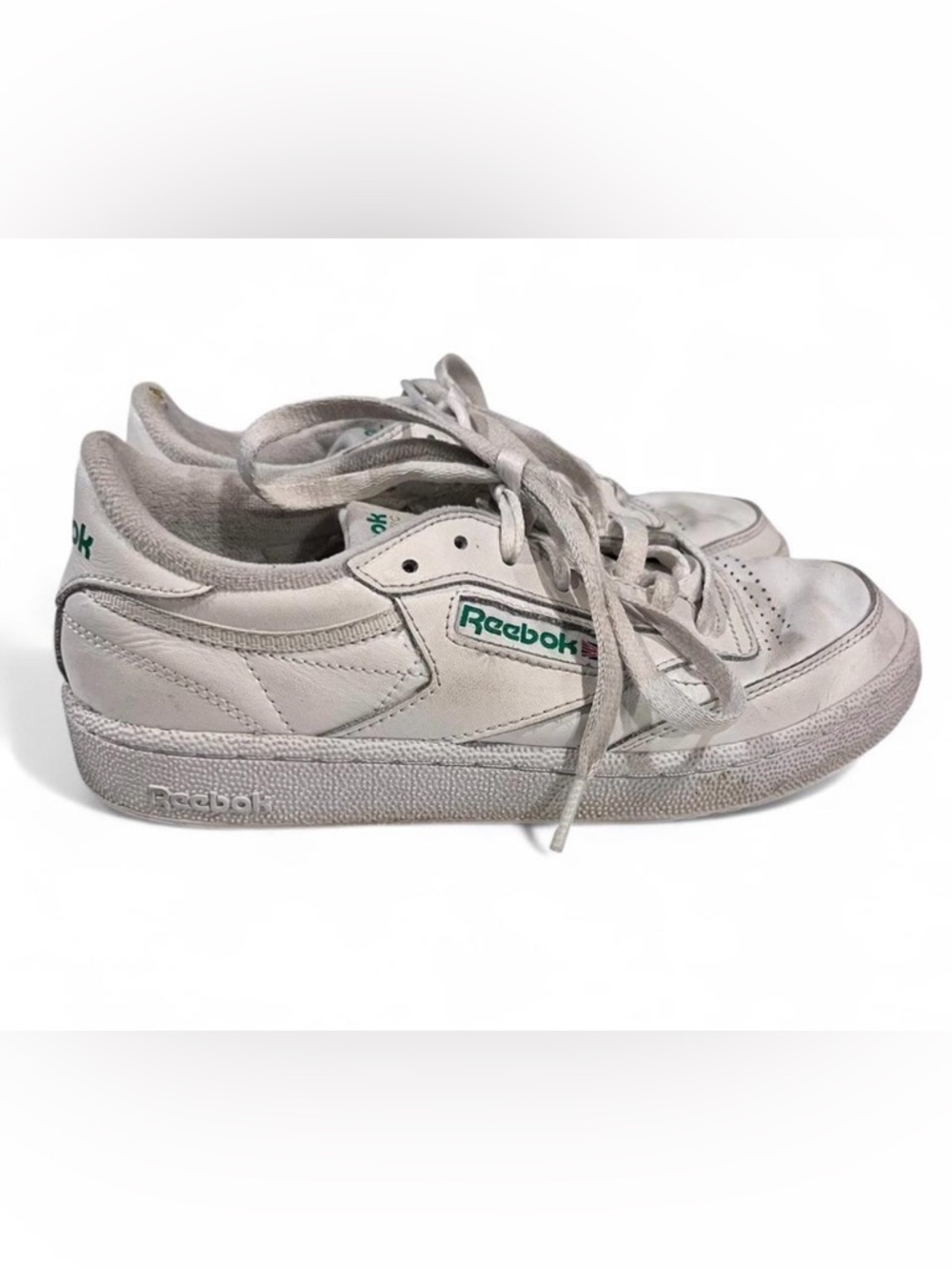 Reebok Women’s Classic Low-Top White Sneakers with Green Logo